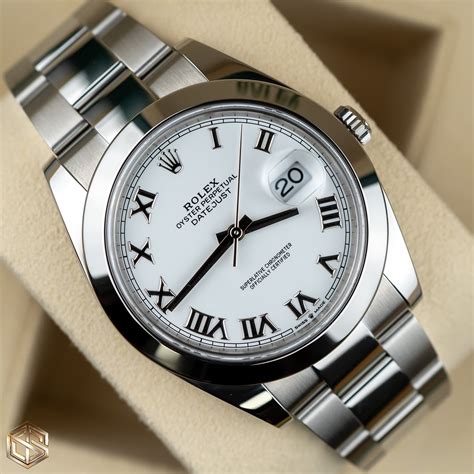 rolex datejust 41mm white dial roman numerals|2021 Rolex Datejust 41 mm.